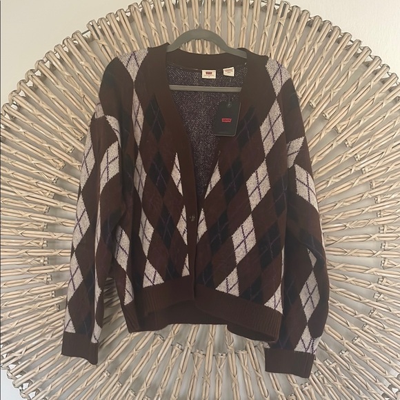 Argyle Pattern Brown Sweater - Picture 1 of 3